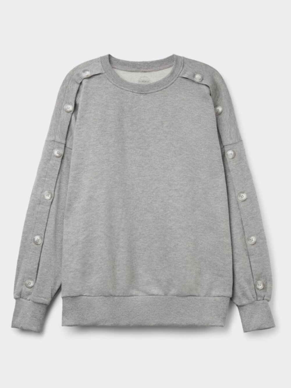 INTIMISSIMI CORALINE SWEATSHIRT WITH BUTTON SLEEVES IN GREY MELANGE SIZE MEDIUM